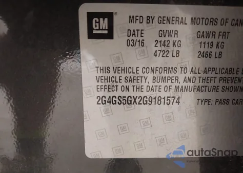 2016 Buick Regal Turbo Premium Ii z USA, uszkodzony, nr VIN 2G4GS5GX2G9181574